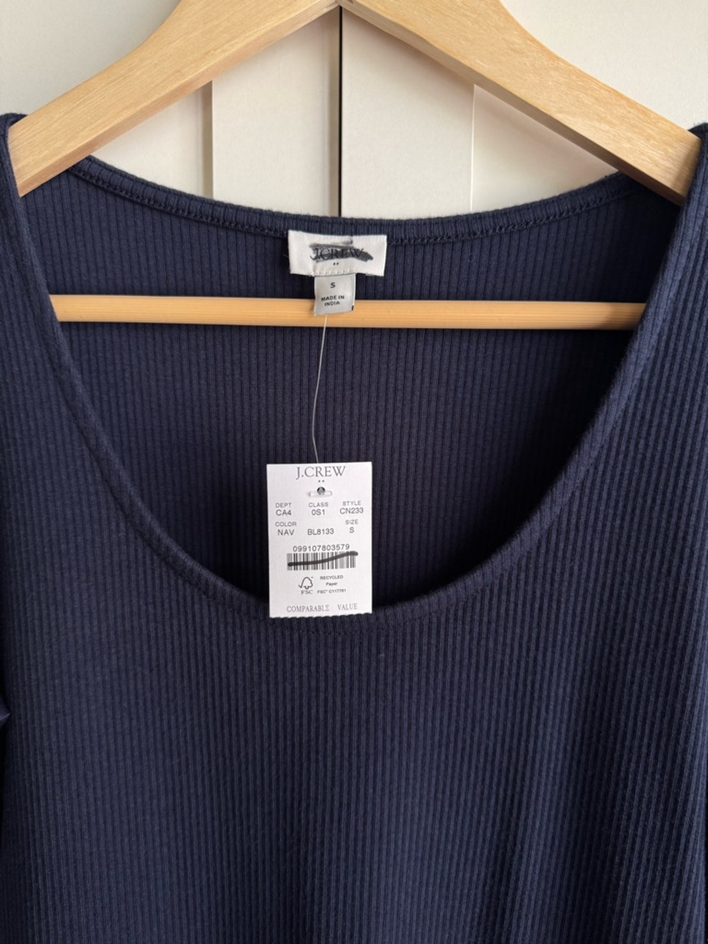 J.Crew Factory Puff-Sleeve Knit Mixy Mini Dress in Navy Size Small - Picture 4 of 4